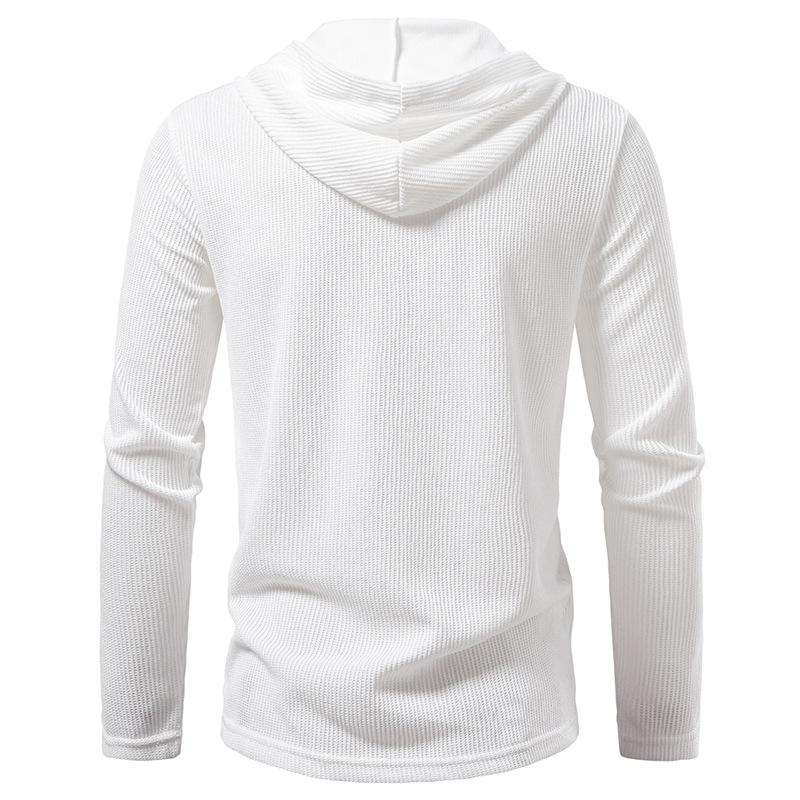 Men's Lace-Up Hooded Textured Sweatshirt Casual Pullover for Men Autumn Winter Warm Fashion Multi-Color Long Sleeve Male Top