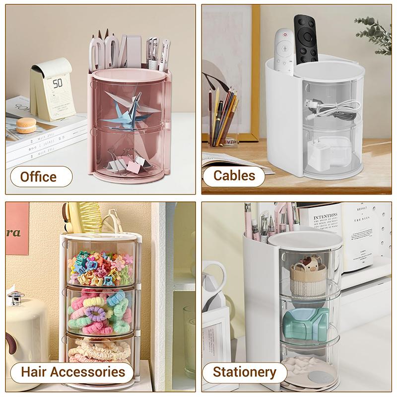 Hair Accessories Organizer With Hair Brush Holder, Rotatable Makeup Brush Holder