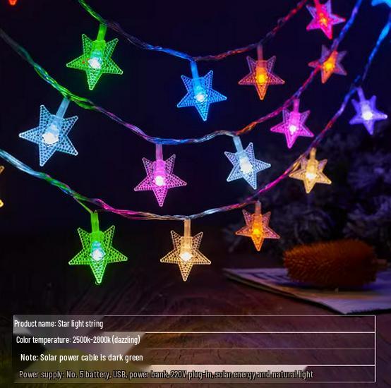LED Solar String Lights: Outdoor Camping & Courtyard Tent Decor with Colored Bulb