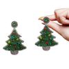Bright Rhinestone Handmade Beaded Ear Drop Xmas Christmas Tree Stud Earrings  Party