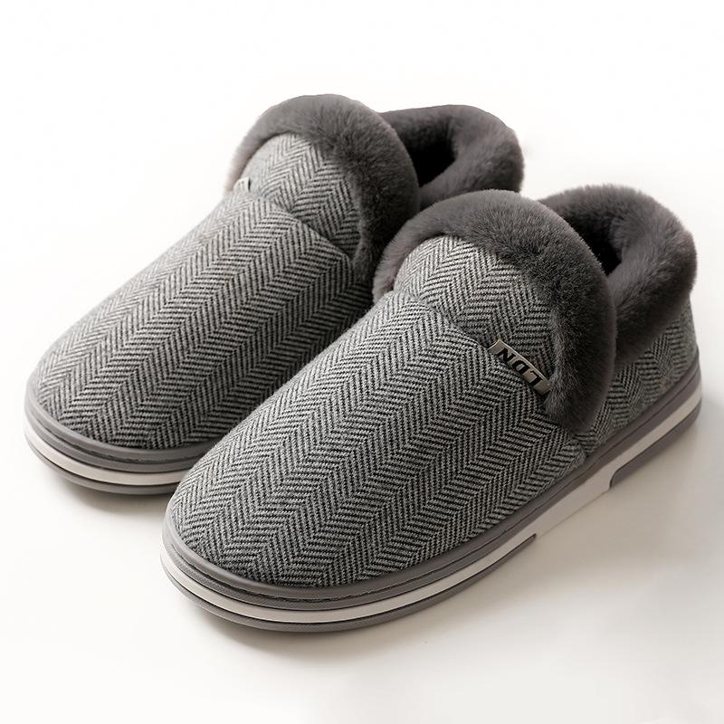 Elderly non-slip cotton slippers autumn and winter household men's bags and indoor thermal shoes thick-soled velvet cotton shoes women's home