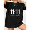 Black Oversized T Shirt With 1111 Make A Wish Print For Casual Wear And Everyday Style
