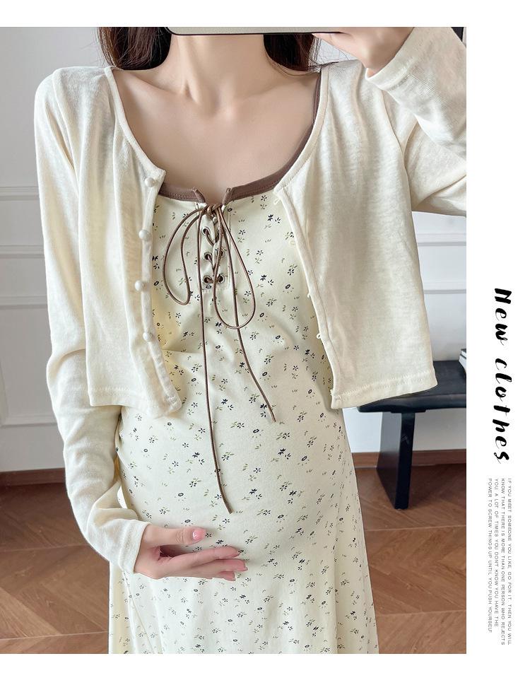2026 Maternity Summer Sun Protection Cardigan & Camisole Dress Set L