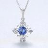 Fashion Jewelry Blue/Green Simulated Gemstone 925 Sterling Silver Flower Pendant Necklace for Women Wife Mom Girlfriend Gifts