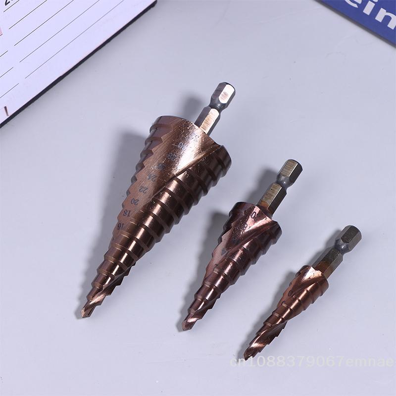 [ZYAS]4-12/4-20/4-32mm Spiral Groove Step Drill Bit M35 Cobalt Step Drill Bit Metal Taper Drill HSS Titanium-Coated Drill Bit