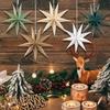5 gab. 9-staru papīra laternas 12 collu 3D Ziemassvētku papīra zvaigzne griestu piekarināms ornaments kāzām, Ziemassvētku ballītei, mājas dekorēšanai