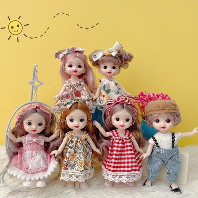 New 16 Cm BJD Mini Doll 13 Movable Joint Girl Baby 3D Big Eyes Beautiful DIY Toy Doll With Clothes Dress Up 1/12 Fashion Doll