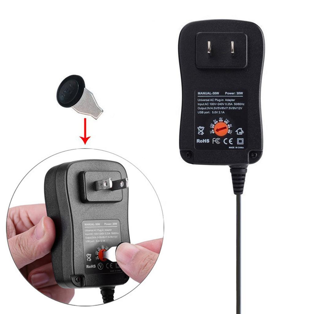 Power Supply Universal Adapter Wear Resistant Plastic Adjustable Power Adapter 2A 312V US Plug 30W