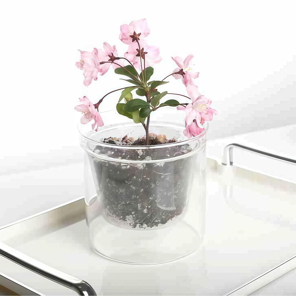Topf für Zimmerpflanzen Doppelschichtiger Pflanzbehälter mit Wasserreservoir Blumenpflanztopf für Zuhause Wohnung Büro Wohnheim Wohn