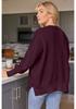 2025 Women's Round Neck Batwing Long Sleeve Knit Sweater with Exposed Seam and Side Slit