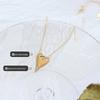 Korean Zircon Peach Heart Pendant Necklace in 18K Gold-Plated Titanium Steel