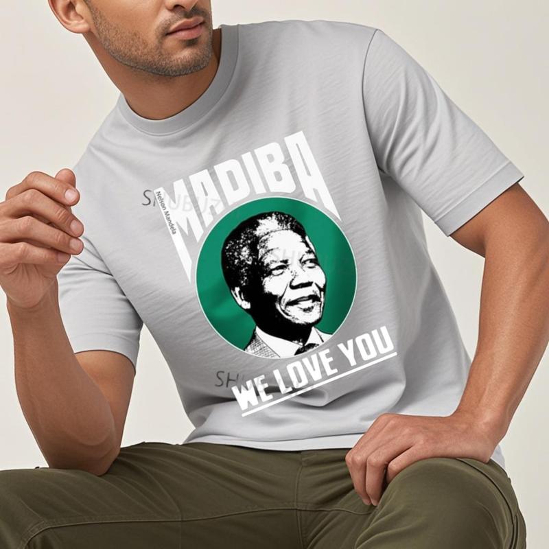 Pánské luxusní bavlněné tričko NELSON MANDELA Pocta pánské tričko Pánské letní volné topy Pro něj Větší velikosti Tričko Trendy tričko