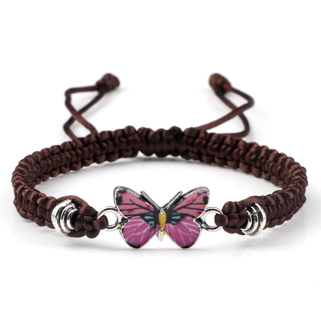 Handmade Rope Butterfly Charm Wristband Anklets Boho Jewelry for Women Teen