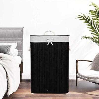Laundry Basket -® - 72L - Bamboo - Black - Removable with Lid