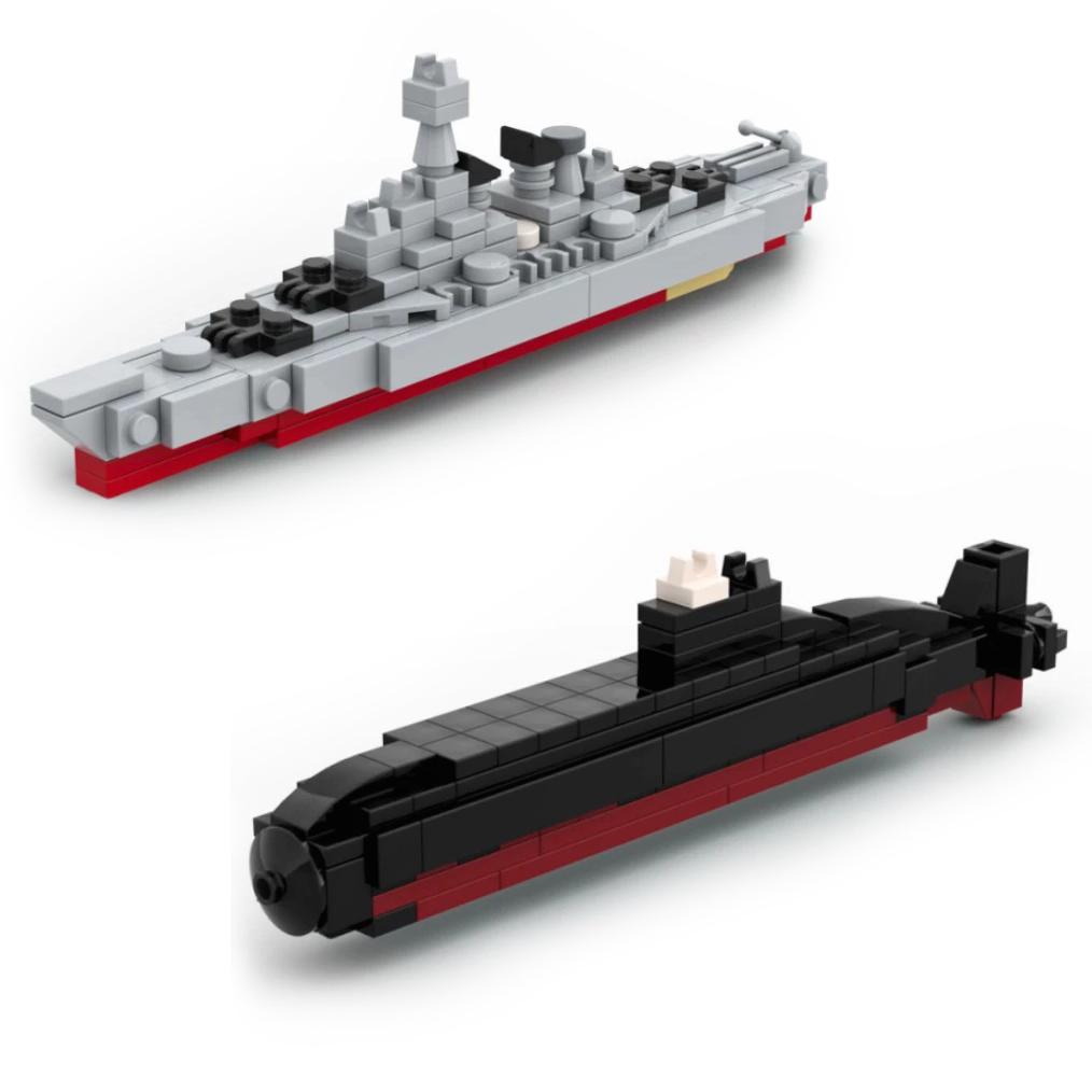 MOC Mini Warship Building Blocks Submarine Soldiers Carrier Ship Boat Bricks Toys Boys Gift
