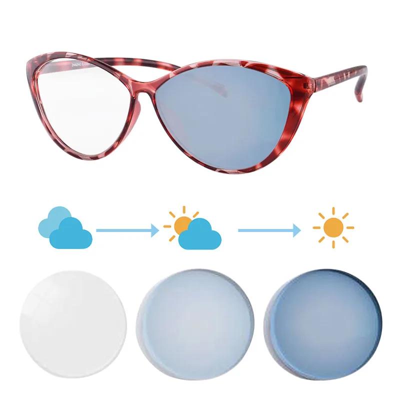 SHINU Cat Eye Frame Women Glasses Photochromic Lenses Myopia Diopter Pink Blue Purple Grey Brown No Astigmatism