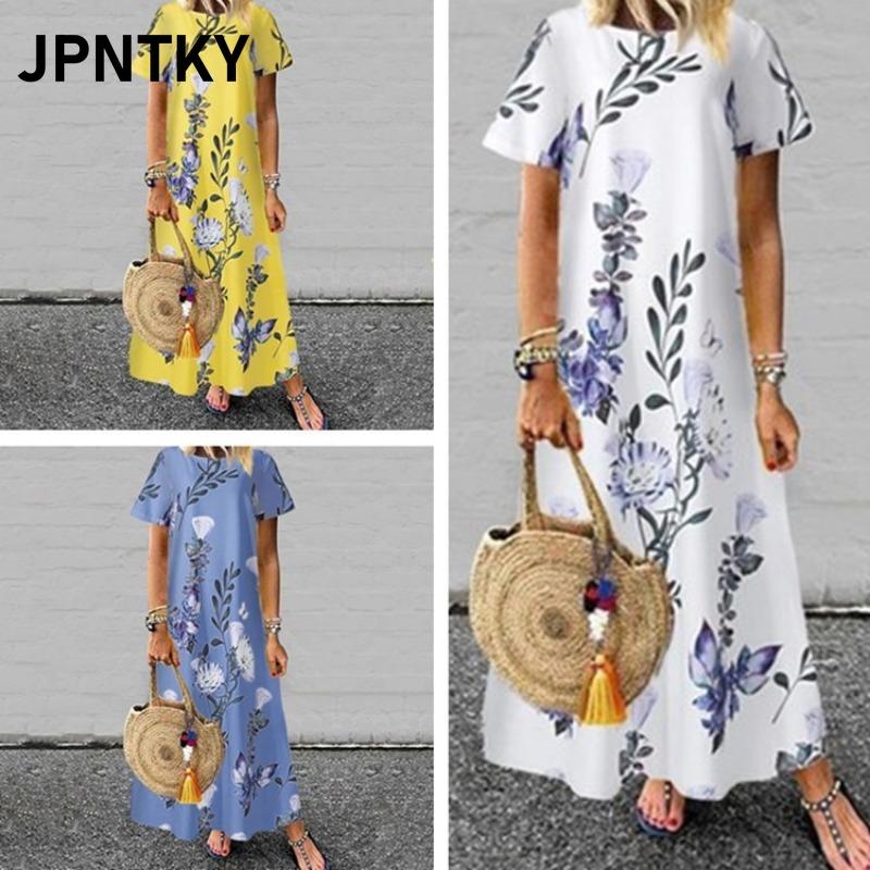 JPNTKY Fashion Summer Spring Short Sleeve O-Neck Casual Dresses