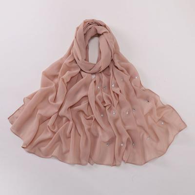 New Pearl Chiffon Hijabs For Women Hijab Scarf Fine Teardrop Diamond  Yarn Towel Fresh Head Wrap Headscarf Women Turban Ramadan