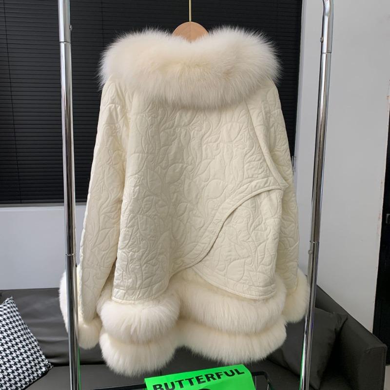 Haining fur winter loose fox fur jacket women's medium and long goose down clothing light women's mink fur