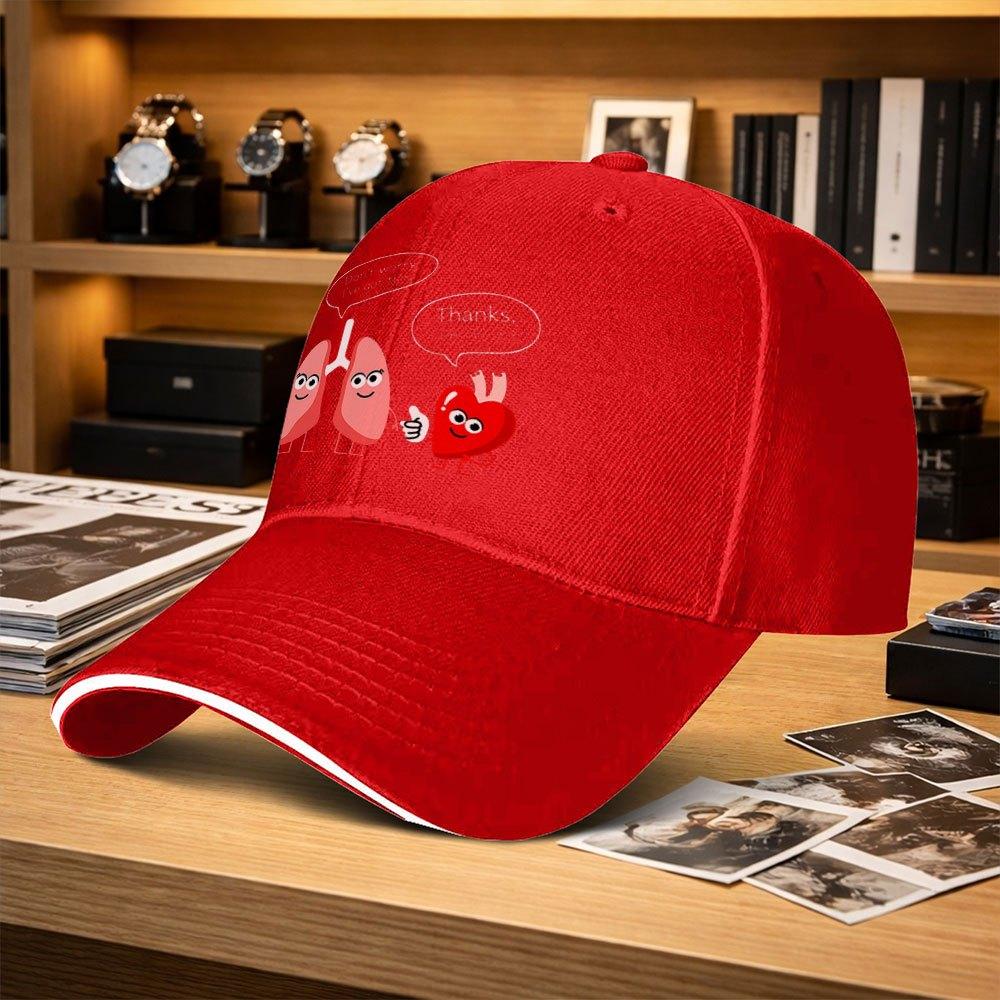 Cartoon Heart Lung Pattern Adjustable Baseball Cap Unisex Fashion Hat For Fishing Golf Camping Hiking