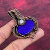 Lapis Lazuli Gemstone Pendant Copper Wire Wrapped Pendant Rainbow Moonstone Jewelry
