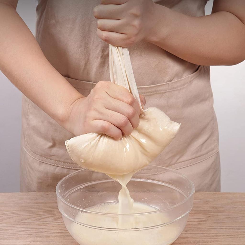 10/1 Stück Kordelzug Nussmilchbeutel Baumwoll-Käsetuch zum Abseihen von Joghurt, Saft, Teefilterbeutel, Wiederverwendbares Filtergewebe, Käsetuch