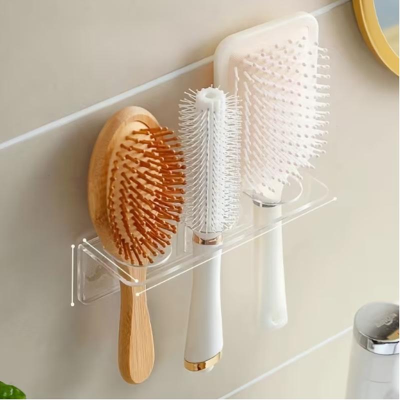 3-hole Acrylic Transparent Storage Rack for Comb Storage Without Drilling Holes. Wall-mounted Hairbrush Rack for Storage