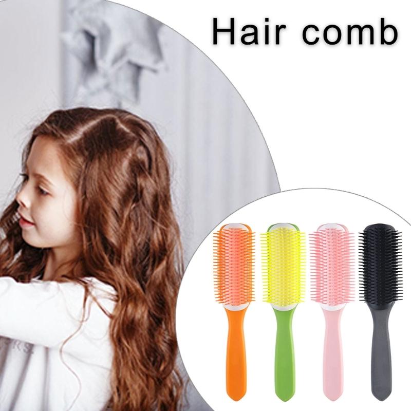 9 Row Cushion Nylon Bristles Hair Brush for Separating,Shaping,Blow Drying,Styling & Detangling,Defining Curls Hair Salon