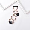 Ultra-thin Transparent Crystal Silk Socks Women Fashion Summer Harajuku Crew Socks Retro Flower Streetwear Elastic Long Socks
