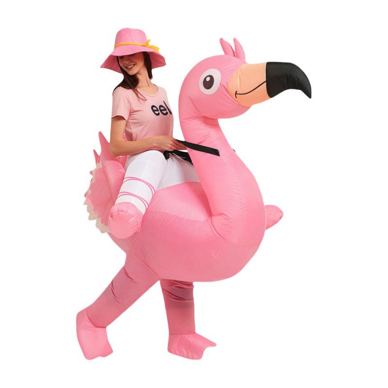 Halloween Flamingo Parent-Child Costume - Pink Ostrich Inflatable Doll Outfit Child 120-150