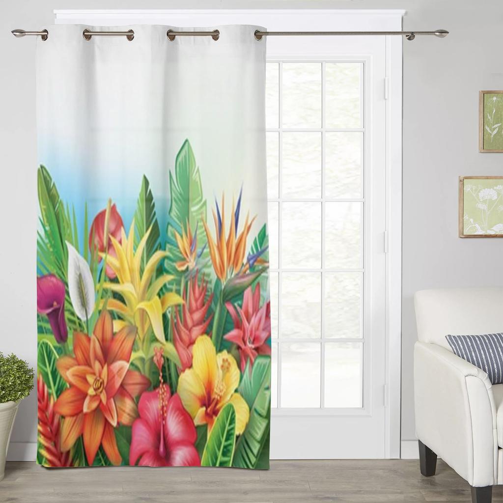 Perdele de Fereastră cu Flori Tropicale Pentru Living Dormitor Lux Modern Perdele de Bucătărie Draperii din Material