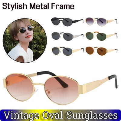 Retro Sunglasses Wear Resist Trending Sun Glasses Lightweight Fashion Stylish Metal Frame for Shopping Travel Vacation Car