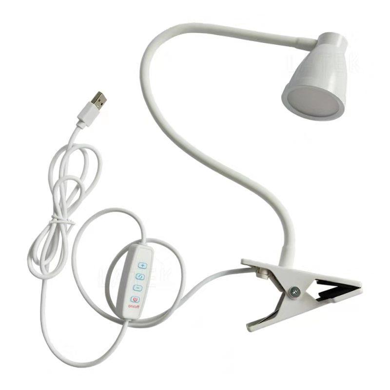USB LED Desk Lamp with Clip - AA Level Eye-Protective, Dimmable Study Light