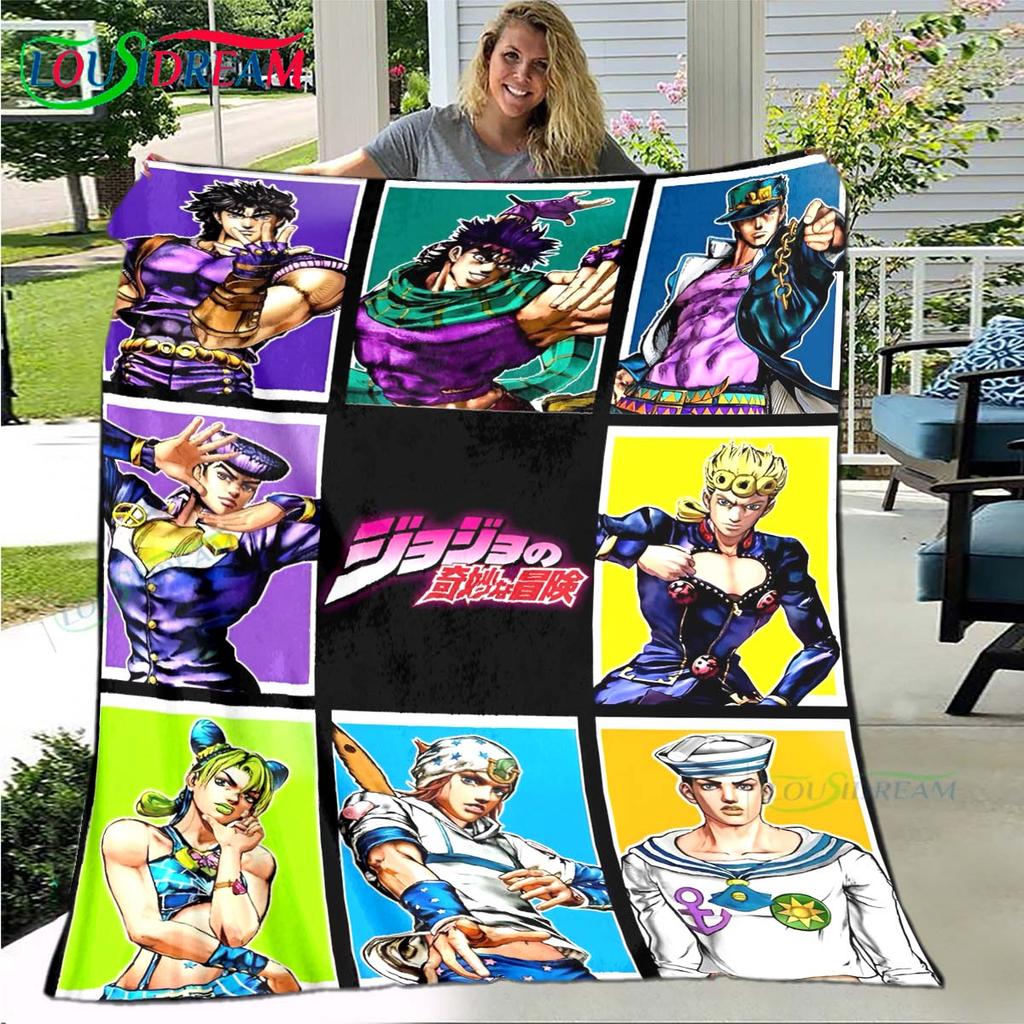 Cartoon J-JoJo’s Bizarre Adventure Blanket,Flannel Throw Blanket for Bed Sofa Picnic Office Hiking Leisure Nap Birthday Gift