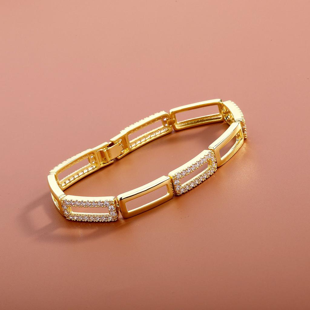 Chain Cuban Bracelet Iron Micro Insert Full Zirconia Hip-hop for Bestseller Unisex Square Grid