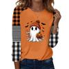 Women's Halloween Print Long Sleeve Round Neck Tunic Top Casual Blouse for Fall Parties