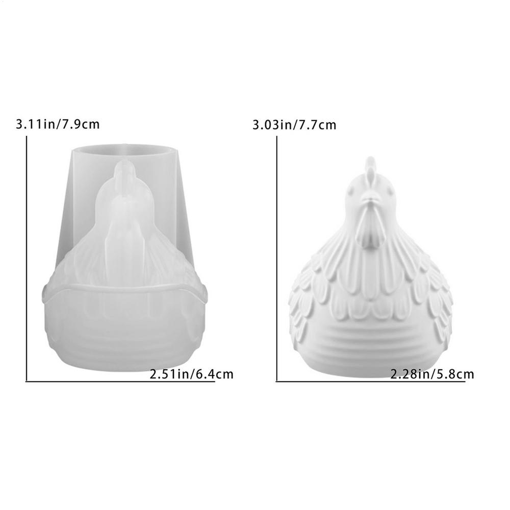 Chicken Resin Mold 3D Hen Silicone Candle Stand Molds Resin Casting Mould for Making Storage Containers Plaster Cement Ornaments белый