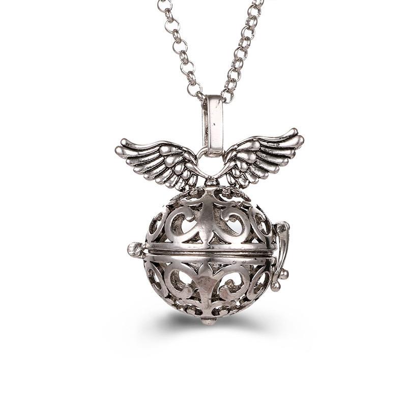 Mexico Chime Two-Color Feather Caller Locket Piano Ball Necklace Essential Oil Diffuser Perfume Musical Pendant New Jewelry