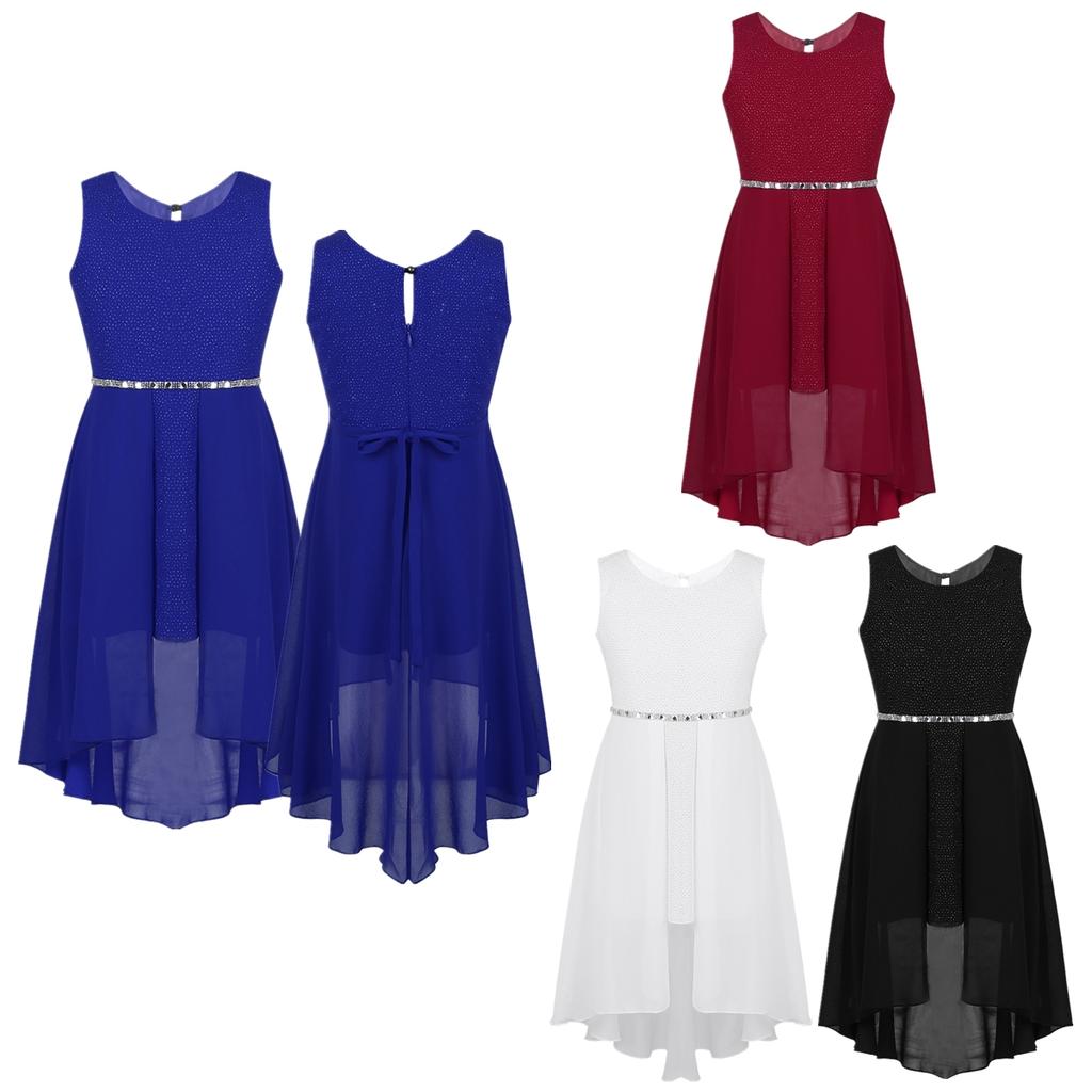 Dětské Dívčí Šifon Třpytivý štrasový pas Květinové dívčí šaty Narozeninová párty Svatba