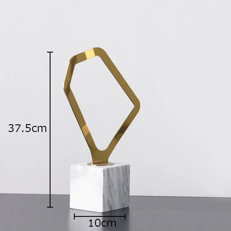 

Creative Metal Polygon Geometry Statue Marble Base Ornaments Desk Decoration Abstract Artwork Sculpture Room Aesthetic Decor