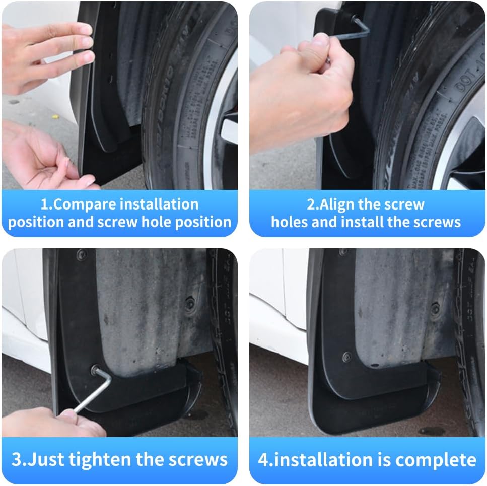 Car Mud Flaps for 2025-2026 LE SE XSE XLE - Exterior Tire Splash Guards, Wheel Inner Liner Fender Flaps