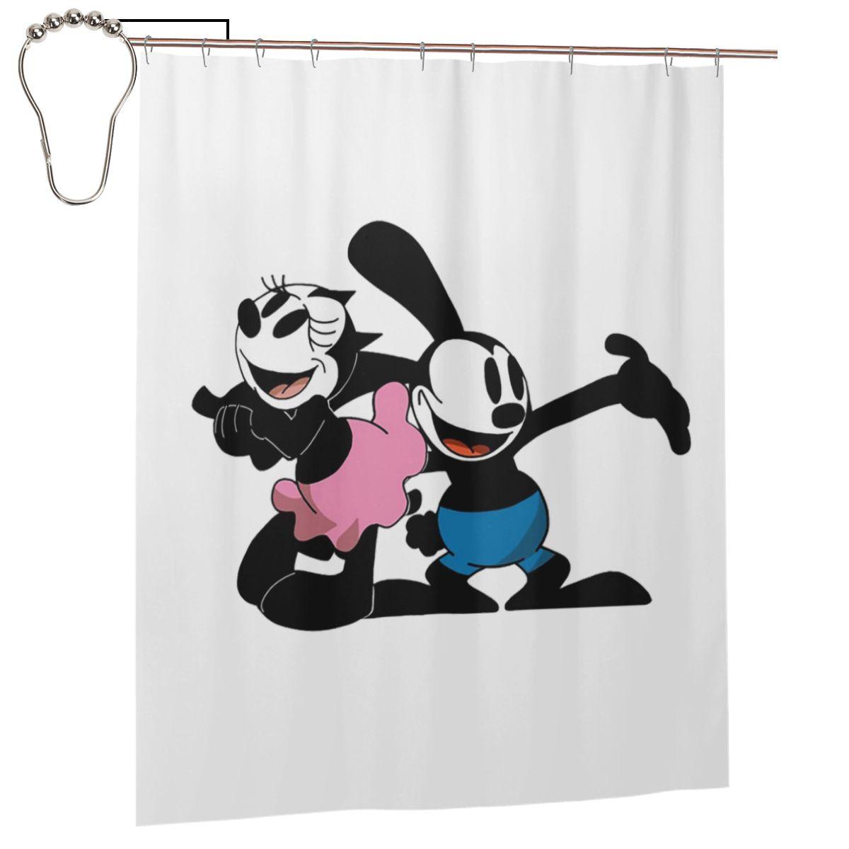 

Oswald Rabbit Shower Curtain Bathroom Polyester Waterproof Bath Curtains With Hooks W60H190(CM)-1 Pcs