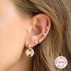 Gold 4-Piece Set 925 Sterling Silver Pentagram Crescent Heart Triangle Zircon Spiral Perforation Puncture Earbone Stud