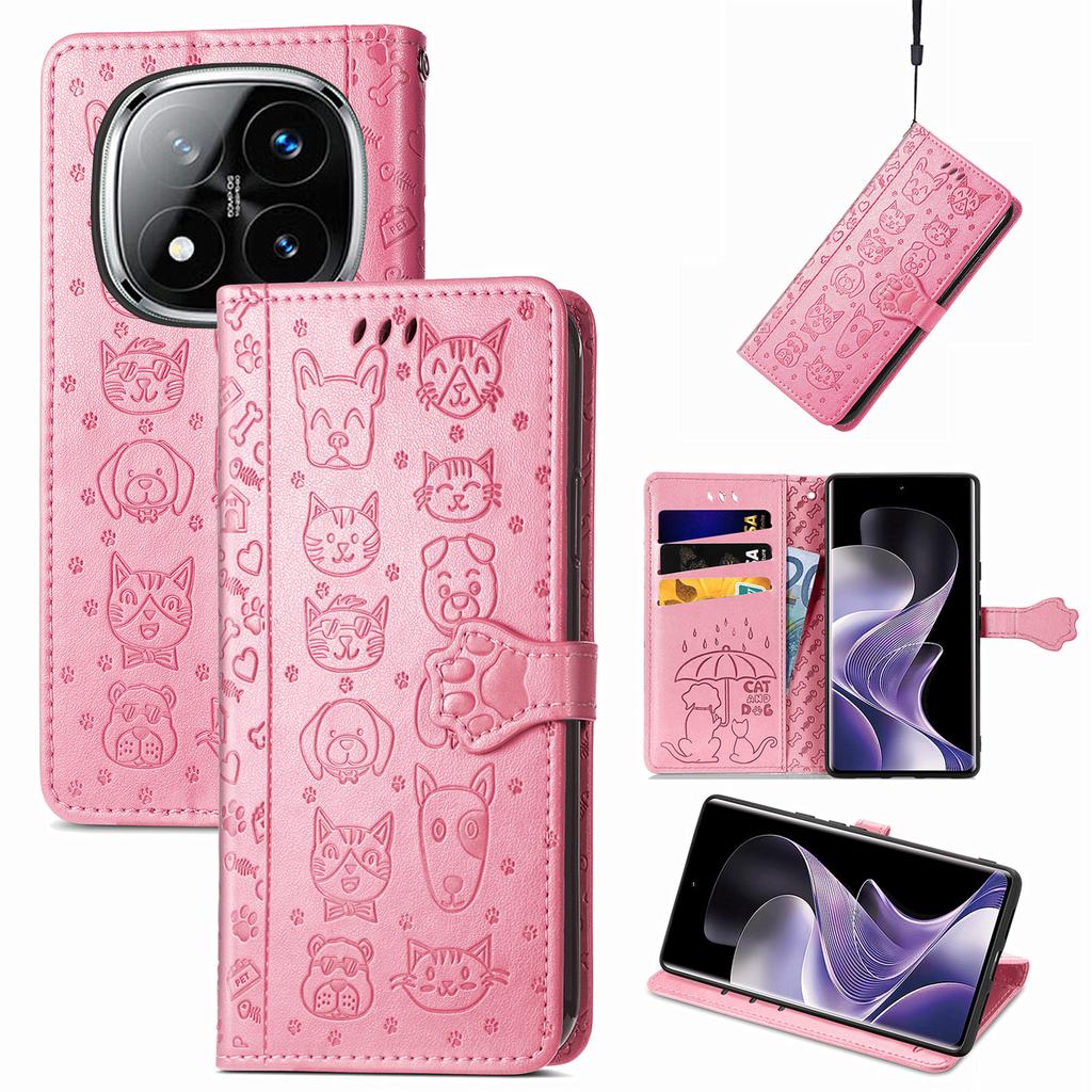 For Xiaomi Redmi Note 14 Pro 5G/Poco X7 5G Case Leather Wallet Flip Phone Cover Cute Cat Dog Pattern