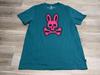 Psycho Bunny T-shirt Felroze Logo Grafisch T-shirt Maat 4 Korte Mouw Petrol Groen