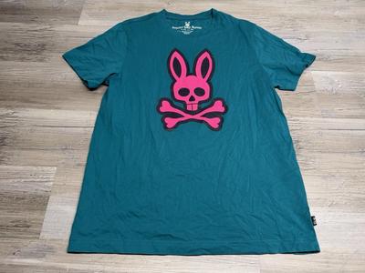 Psycho Bunny T-shirt Felroze Logo Grafisch T-shirt Maat 4 Korte Mouw Petrol Groen