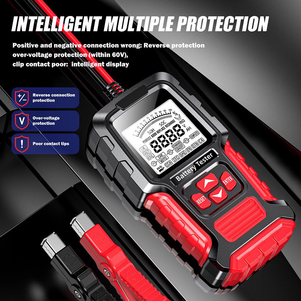 12/24V Lead-Acid Battery Tester with LCD Display for Cars and Motorcycles