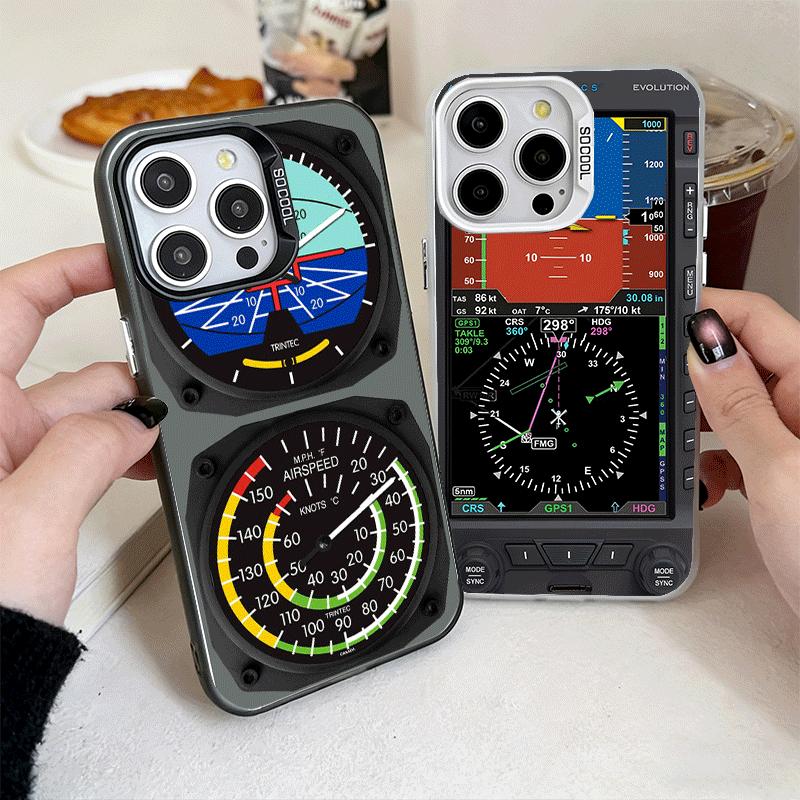 Aircraft Instrument Cockpit Radar Soft Phone Case for iPhone 15 16 17 Pro Max 17Air 16E 14 Plus 13 12 Mini Shockproof Cover Back