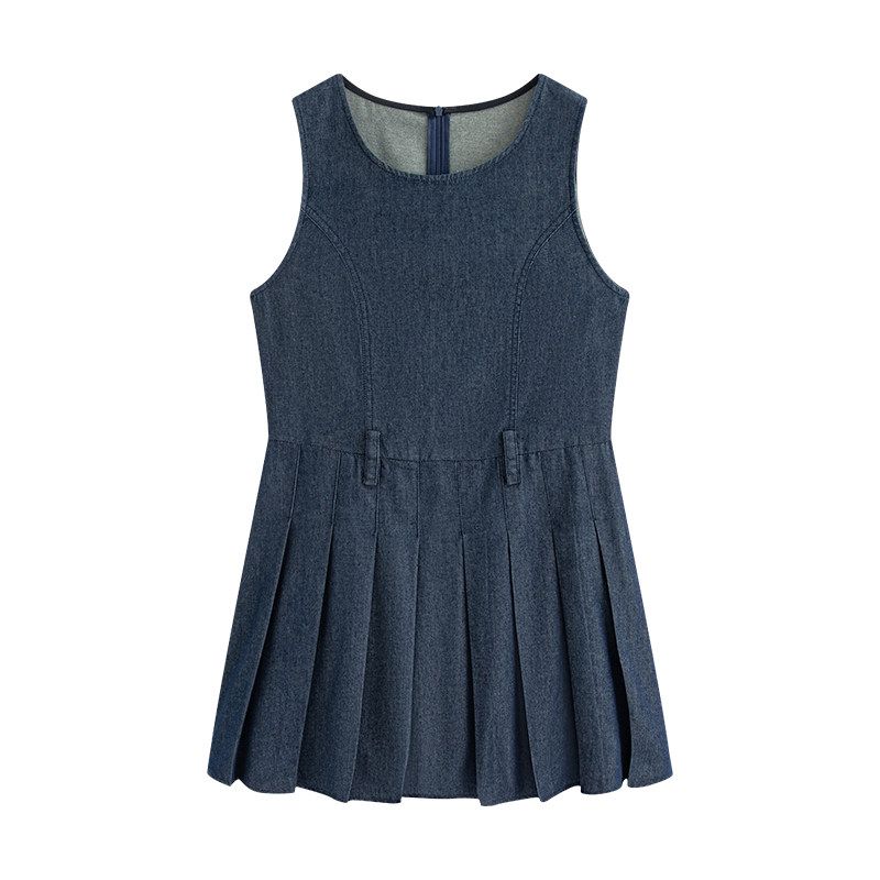 

Julu Studio Romantic Denim Sweet Denim Vest Pleated Skirt/Cardigan Plus Size Set for Slightly Chubby Women Denim Blue Short Skirt Version M(45kg-52.5kg)