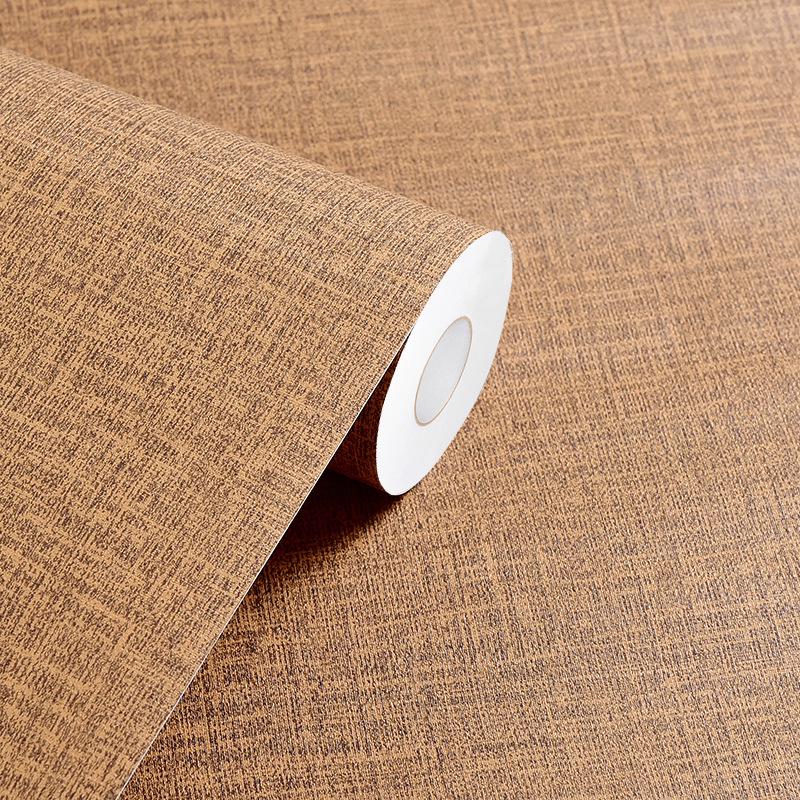 Linen Texture Self-Adhesive Waterproof Wallpaper for Bedroom & Living Room - Thickened, Solid Color, Moisture-Proof, Simple Design.